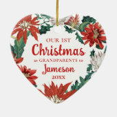 Erste Weihnachten als Großeltern Blumenreath Keramik Ornament (Hinten)