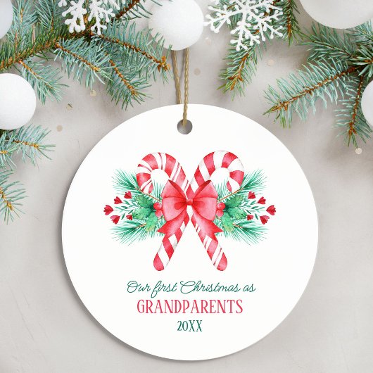 Erste Weihnachten als Großeltern Candy Canes Keramik Ornament