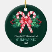 Erste Weihnachten als Großeltern Candy Canes Keramik Ornament (Hinten)