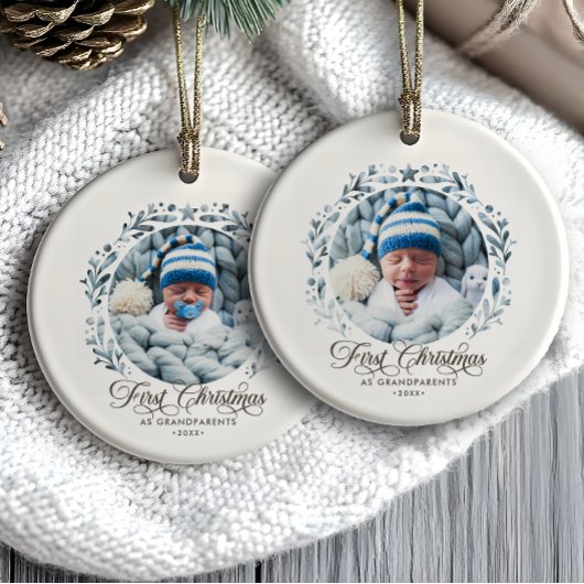 Erste Weihnachten als Großeltern Cutout 2-Foto Keramik Ornament