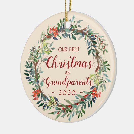 Erste Weihnachten als Großeltern Elfenbein Foto Keramik Ornament (Links)