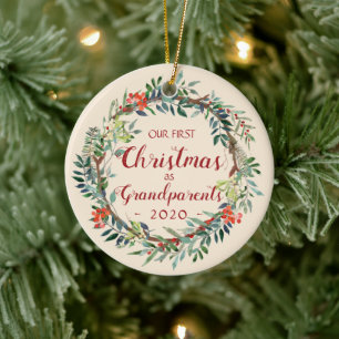 Erste Weihnachten als Großeltern Elfenbein Foto Keramik Ornament