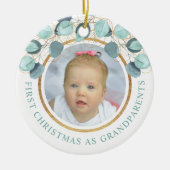 Erste Weihnachten als Großeltern Eukalyptus-Foto Keramik Ornament (Vorne)