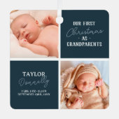 Erste Weihnachten als Großeltern Foto Blue Ornament Aus Metall (Vorderseite)