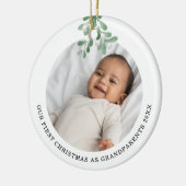 Erste Weihnachten als Großeltern Foto Mistletoe Keramik Ornament (Links)