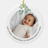 Erste Weihnachten als Großeltern Foto Mistletoe Keramik Ornament (Hinten)