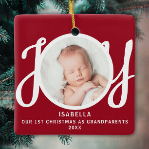 Erste Weihnachten als Großeltern Foto Red Keepake Keramikornament