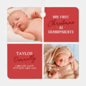 Erste Weihnachten als Großeltern Foto Red Ornament Aus Metall (Vorderseite)