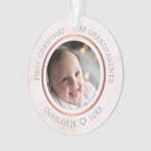Erste Weihnachten als Großeltern Foto Rosa Marmor Ornament (Vorderseite)