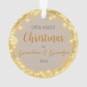 Erste Weihnachten als Großeltern Goldene Zirkel Ornament (Rückseite)
