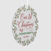 Erste Weihnachten als Großeltern-Holly-Foto Ornament (Vorderseite)