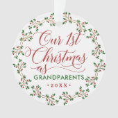Erste Weihnachten als Großeltern-Holly-Foto Ornament (Vorderseite)