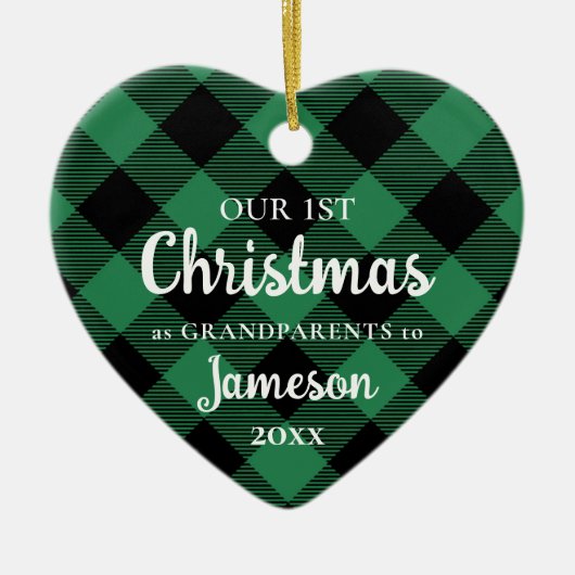 Erste Weihnachten als Großeltern im Foto "Grünes H Keramik Ornament (Vorne)