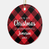 Erste Weihnachten als Großeltern Kariertes Foto Keramik Ornament (Links)