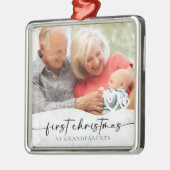 Erste Weihnachten als Großeltern Marble Foto Ornament Aus Metall (Links)