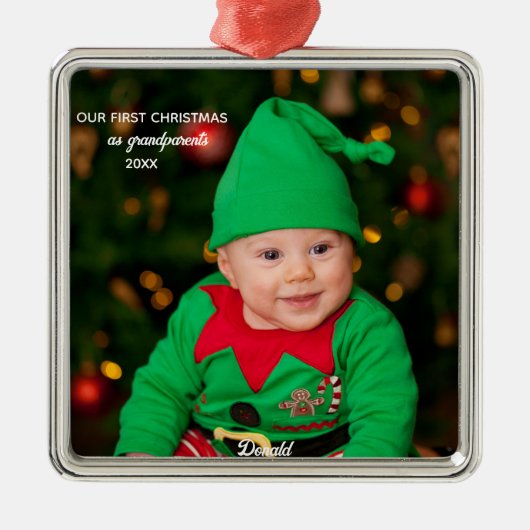 Erste Weihnachten als Großeltern - Metalldekoratio Ornament Aus Metall (Vorne)