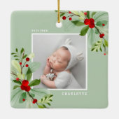 Erste Weihnachten als Großeltern Mistletoe Foto Keramikornament (Rückseite)