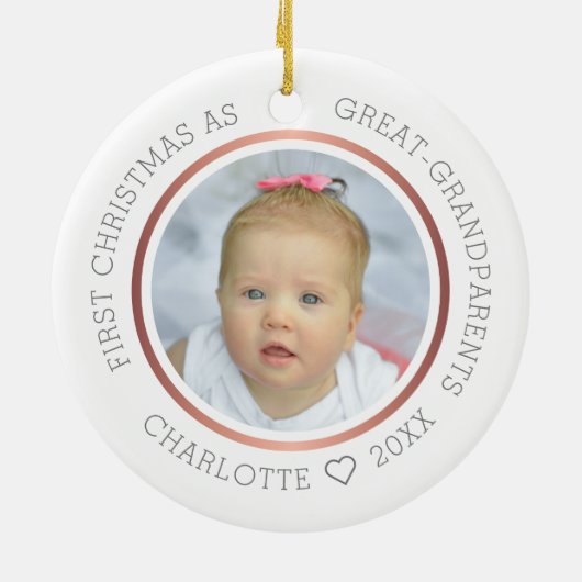 Erste Weihnachten als Großeltern Modernes Foto Keramik Ornament (Hinten)