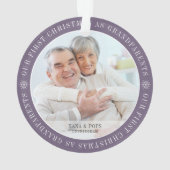 Erste Weihnachten als Großeltern Modernes Foto Ornament (Rückseite)