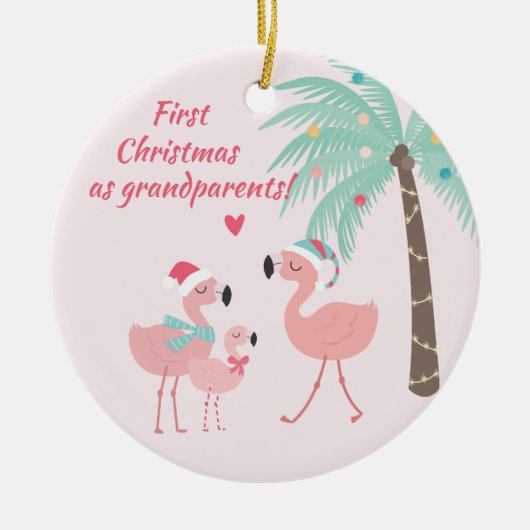 Erste Weihnachten als Großeltern Niedlich Santa Fl Keramik Ornament (Vorne)