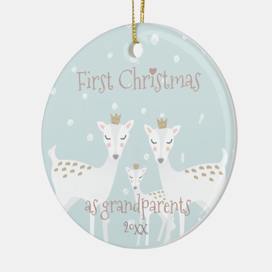 Erste Weihnachten als Großeltern - Niedliches Hirs Keramik Ornament (Links)