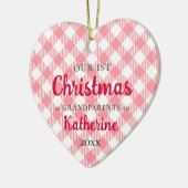Erste Weihnachten als Großeltern Pink Heart Foto Keramik Ornament (Links)