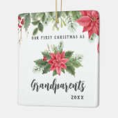 Erste Weihnachten als Großeltern Poinsettia Foto Keramikornament (Links)