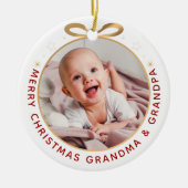 Erste Weihnachten als Großeltern Red Gold Foto Keramik Ornament (Vorne)