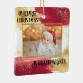 Erste Weihnachten als Großeltern Rot und Gold Keramikornament (Rechts)
