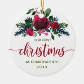 Erste Weihnachten als Großeltern Rotes Foto Keramik Ornament (Vorne)