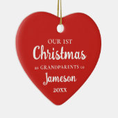 Erste Weihnachten als Großeltern Rotes Herz Foto Keramik Ornament (Rechts)