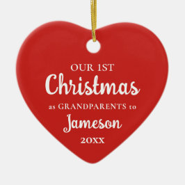 Erste Weihnachten als Großeltern Rotes Herz Foto Keramik Ornament