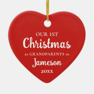 Erste Weihnachten als Großeltern Rotes Herz Foto Keramik Ornament