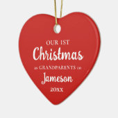 Erste Weihnachten als Großeltern Rotes Herz Foto Keramik Ornament (Links)