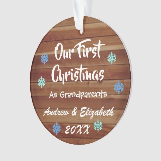 Erste Weihnachten als Großeltern Rustikal Ornament (Vorderseite)