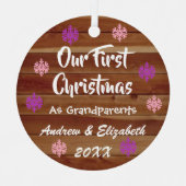Erste Weihnachten als Großeltern Rustikal Ornament Aus Metall (Vorderseite)