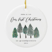Erste Weihnachten als Großeltern Rustikale Bäume Keramik Ornament (Hinten)