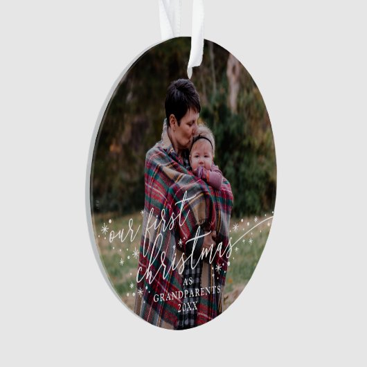 Erste Weihnachten als Großeltern Weißes Skript Ornament (Vorderseite)