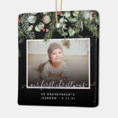 Erste Weihnachten als Großeltern Wintergrün Keramikornament (Links)