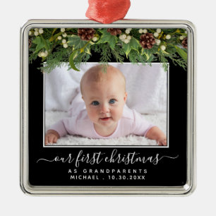 Erste Weihnachten als Großeltern Wintergrün Ornament Aus Metall