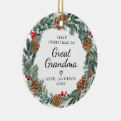 Erste Weihnachten als großes Oma neues Baby Keramik Ornament (Rechts)