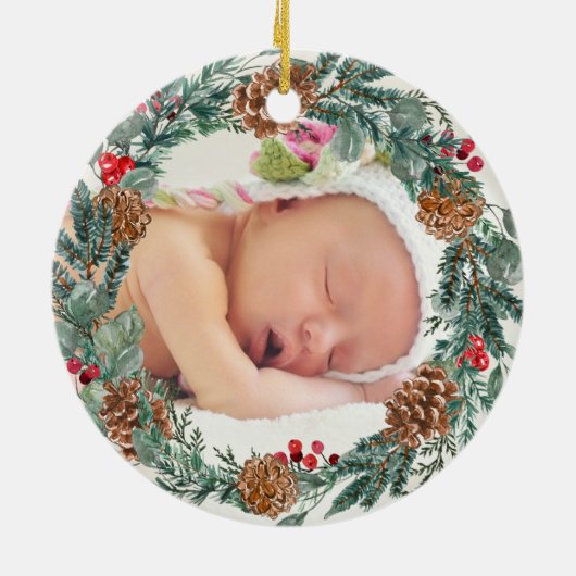 Erste Weihnachten als großes Oma neues Baby Keramik Ornament (Hinten)
