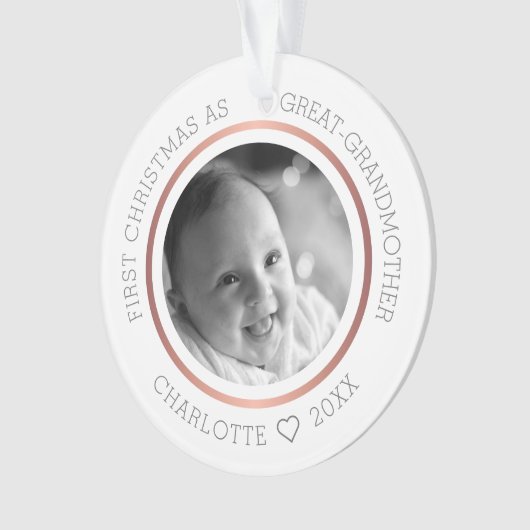 Erste Weihnachten als Großmutter Modernes Foto Ornament (Vorderseite)