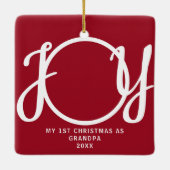Erste Weihnachten als Großvater Foto Keepake Red Keramikornament (Rückseite)