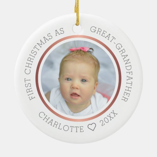 Erste Weihnachten als Großvater Modernes Foto Keramik Ornament (Hinten)