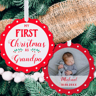 Erste Weihnachten als Großvater Neugeborenes Foto Ornament Karte