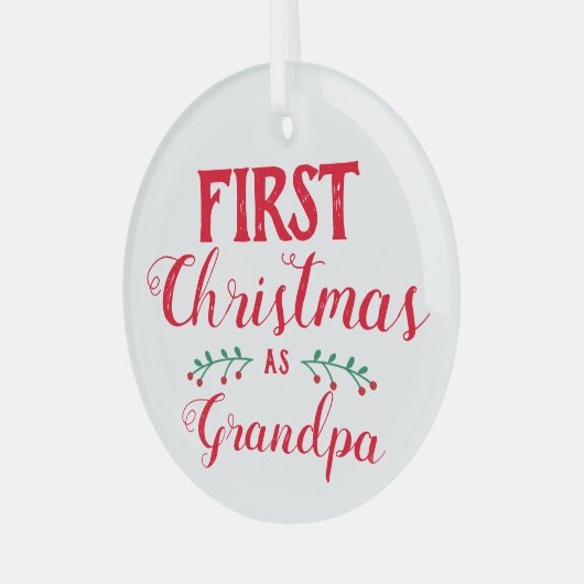 Erste Weihnachten als Großvater, rot-weiß-Keuler Ornament Aus Glas (Vorderseite links)