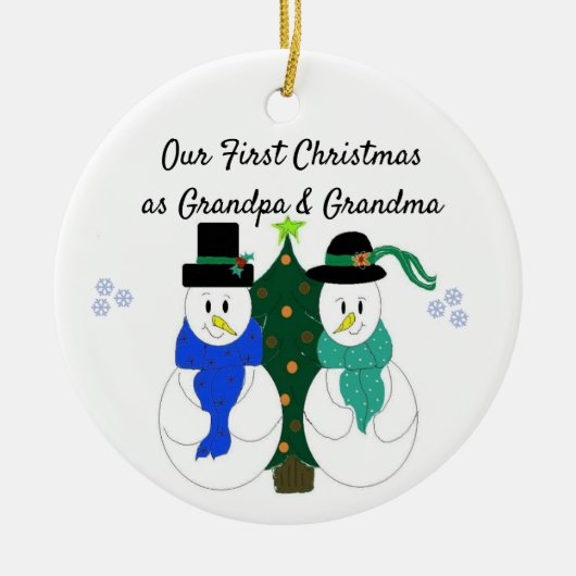 Erste Weihnachten als Großvater und Oma Keramik Ornament (Vorne)