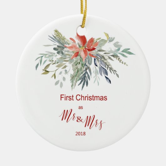 Erste Weihnachten als Herr & Frau 2018 Keramik Ornament (Vorne)