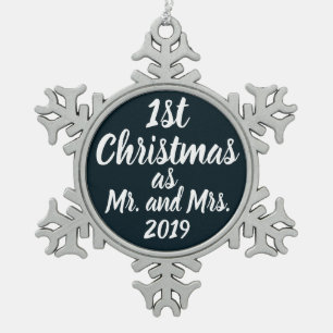 Erste Weihnachten als Herr & Frau Ornament, 1. Schneeflocken Zinn-Ornament